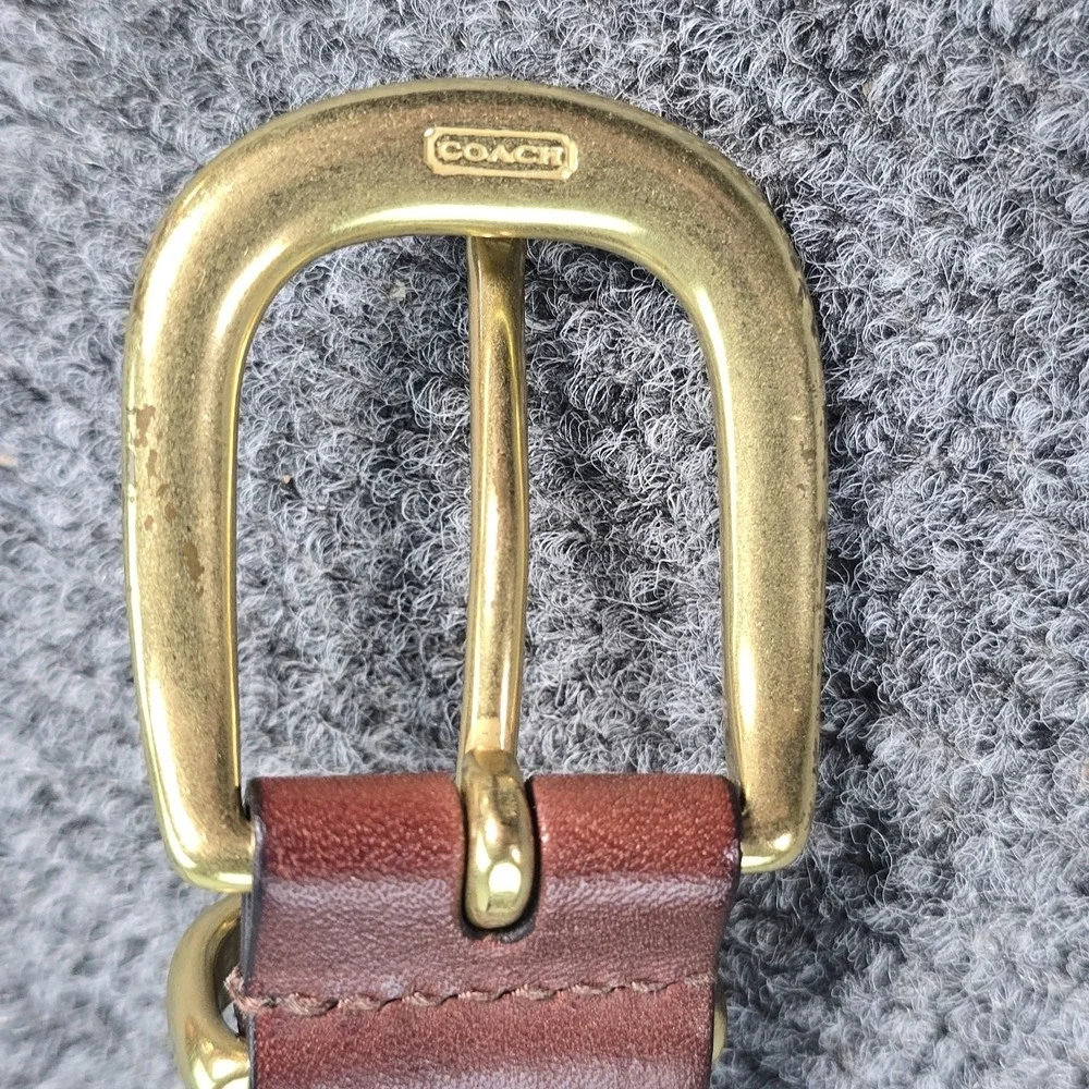 Coach 5922 Tan Brown Braided Leather Belt Brass Buckle 40